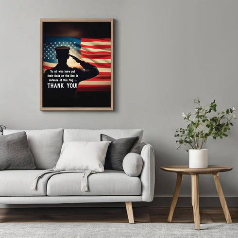 Posterizer 1 pcs-To All Who Have Defended This Flag-thank you-Motivational & Inspirational Art-Gift for Patriots, America Fans-Living Room Bedroom...